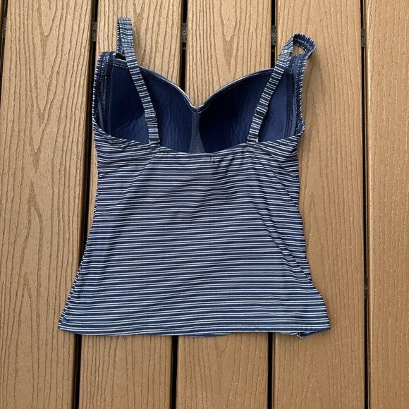 Niptuck Tankini Top Navy Blue White Stripes Multi Use Molded Cups Women's Sz. 6 - Picture 2 of 5